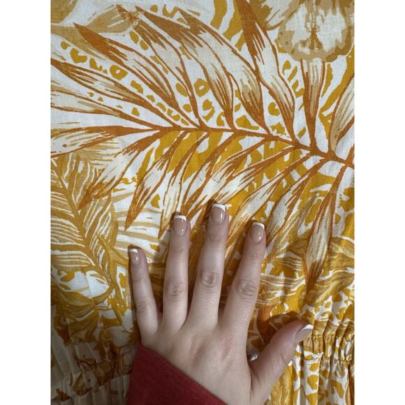 BOHOME Collection Women's Dress XS Maxi Marigold White Tropical Resort Peasant - Picture 9 of 11